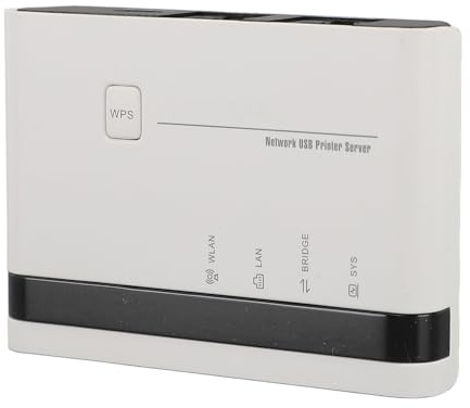 Cuifati Server Stampante USB con 2 Porte 10/100Mbps, Server di Stampa Rete Wireless Cablata per Uffici Domestici 7 8 10 11 OS X (Spina europea)
