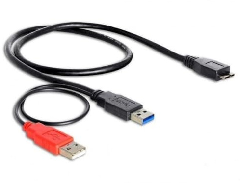 Micro USB 3.0 Dual Power Y Cable Lead for Portable External USB CD DVD Drive Hard Drive Disk HDD - COMPATIBLE With Dell, Hitachi, LG, Asus, Samsung and more