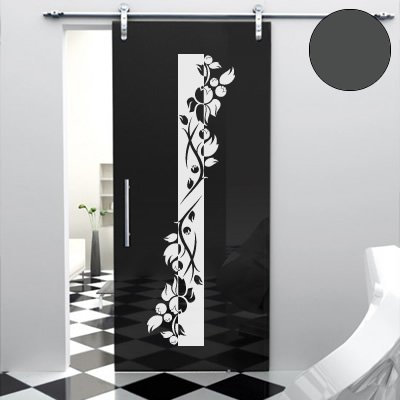 A443 Tür-/Wandtattoo Blumen Banner 160cm x 48cm anthrazit (erh. in 40 Farben und 7 Größen)