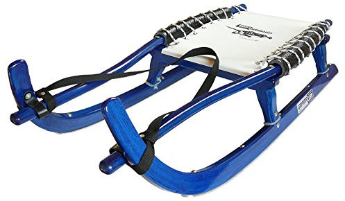 German Luge Freizeitrodel 128 cm Doppel-Farbe blau/Rennschiene