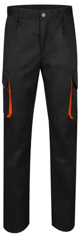 Velilla 103004 - Pantalon multipoches (taille 44) couleur noir et orange