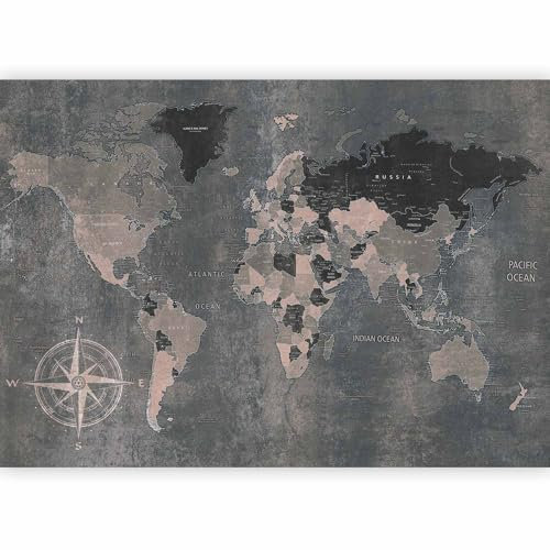 Fotomurales B&D XXL - 300x210 cm XXL Papel pintado tejido no tejido Decoración de Pared decorativos Murales moderna Diseno Fotográfico Mapa del mundo mundo k-a-0057-a-d