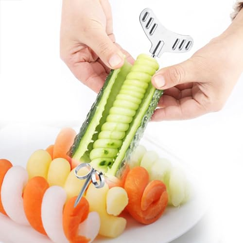 Garosa 2 PCS/Set Légumes Spirale Légumes en Spirale en Acier Inoxydable Veggie Pâtes Spaghetti Maker Pratique Puissant Sucker Spiral
