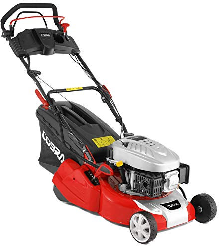 COBRA RM40SPCE 40cm (16in) Petrol Lawnmower with Roller for a striped lawn, Electric push button start, self propelled drive powered by a DG450 OHV engine