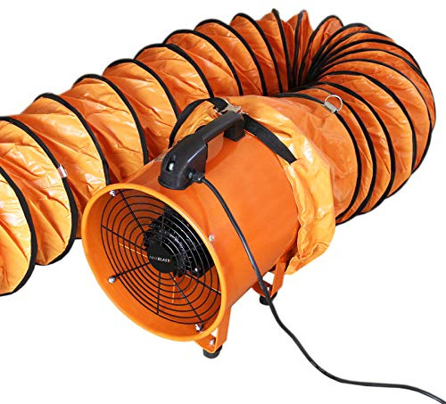 MAXBLAST Industrieventilator Axialventilator Bauventilator Baugebläse Baulüfter Staubabsaugung - 250mm, 6m Kanal Schlauch