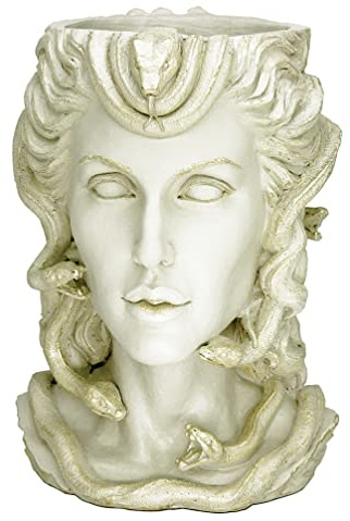 ARCPHIL Medusa Kopf-Pflanzgefäß Weiß Gesicht Vase für Dekor Indoor Pflanztopf mit Drainageloch Blumentopf Outdoor Groß
