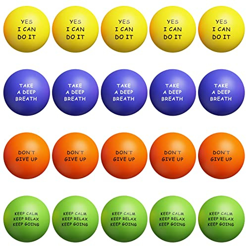 KDG Stressball Erwachsene Motivierende Stressbälle (20er-Pack) für Kinder | und Erwachsene, Stressabbau-Bälle mit Quetos zur Linderung von Angst und Wut als Geschenk