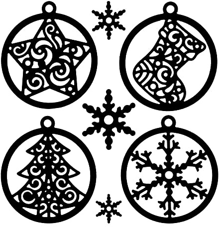 Ideen mit Herz Stencil per punzonatura, palline di Natale 3, 7 pezzi