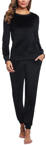 Wayleb Pigiama Donna Invernale Velluto Due Pezzi Manica Lunga | Velluto Morbido e Caldo, Girocollo, Manica Lunga, Due Pezzi, Pantaloni Elastici con Tasche, Autunno Inverno, Casa e Relax