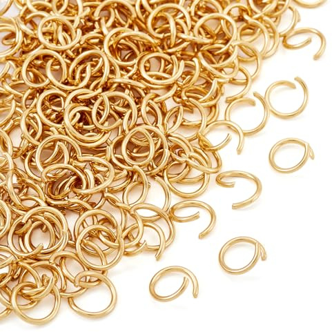 Craftdady 200 Stück Edelstahl-Verbindungsringe 8mm Starke Offene Goldene Metall-Verbindungsringe für Schmuckherstellung Halsketten Ohrringe Handwerk