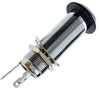 KAISH 6.35mm Brass Mono Guitar Bass Barrel Jack Socket Cylinder Input Output Jack with 3 Pins Chrome