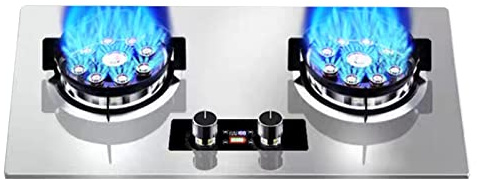 Gas Stove Cooker, Gas Cooktop with 2 Burners, Tabletop and Built-in Two Installations, Melt-Proof Metal Knobs in Stainless Steel Timing 7.2KW (Size : LPG)