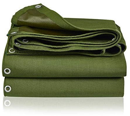 Rocutus Canvas Tarp, Heavy Duty Waterproof Outdoors Tarpaulin Cover - UV and Water Resistant for Car, Boat, Camping, Firewood, Woodpile, Truck (13 x 13 Feet)