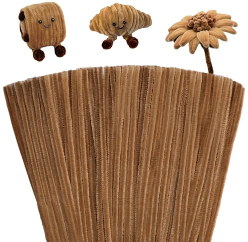 Giwrmu 100 Pieces Pipe Cleaners Craft, Light Brown Pipe Cleaners Bulk