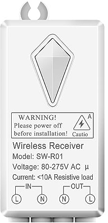 Extra Funkempfänger für NineLeaf Kabelloses Lichtschalter-Kit, Paar mit verschiedenen kabellosen Lichtschaltern, kann nicht separat verwendet werden, aktualisiert 80-275V, 433MHz (nur Empfänger)