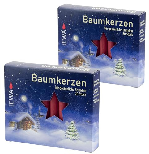 apog-Versand 2er Pack Baumkerzen dunkelrot/antikrot ca. 13 x 105mm (2 x 20 Stück) Weihnachtskerzen, Christbaumkerzen, Pyramidenkerzen