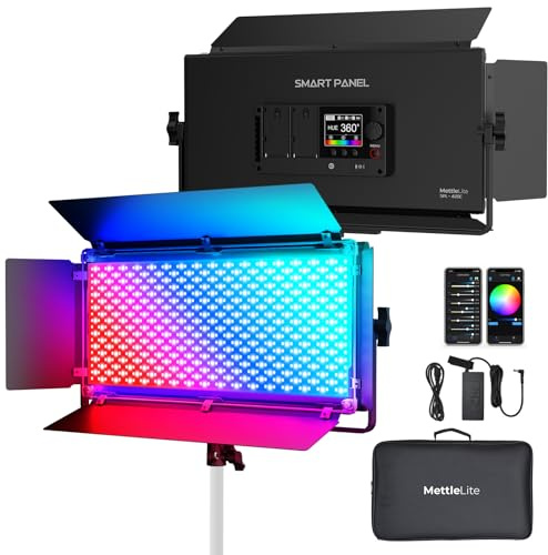 Mettlelite SPL420C RGB LED Video Light with APP Control, 360° Full Color RGB Panel Light, 2800K-8000K, CRI/TLCI 97+, 10 Scenes, Professional Photography Studio Lighting for YouTube/Stream/Photo/Video