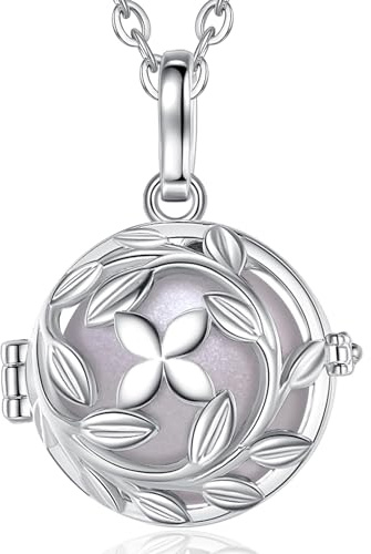 EUDORA Harmony Ball Graviditet Bola-halsband för kvinnor, ängel ringer hänge musikalisk gratulationsklocka, Mexikokula present till mor dam, 114,3 cm + 76,2 cm (rosa), Koppar