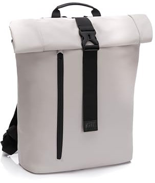 Wickeltasche, Rucksack, wasserdicht, 25 l, Roll-Top, Outdoor, Reisen, Laptop, Trockentasche, für Damen und Herren, Camping, Wandern, Strand, beige, Large, modisch