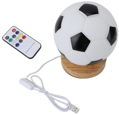 Yusat Fußball-3D-Lampe, Nachtlicht mit Fernbedienung, Timer, Sanfte Beleuchtung, Blendend, Fußball-Schreibtischlampe