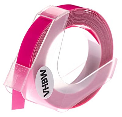 vhbw 3D Prägeband-Schriftband-Kassette kompatibel mit Phomemo E975 Etiketten-Drucker 3m x 9mm Weiß auf Neon-Pink