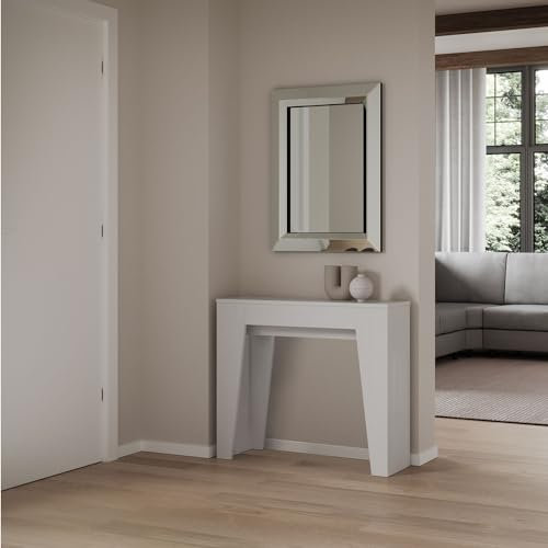 IMAGO FACTORY Marlow - Console extensible, table extensible, salle à manger, jusqu'à 181 cm, meuble console d'entrée moderne, table de cuisine extensible, fabriquée en Italie (blanc frêne)