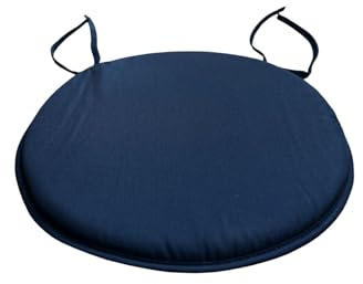 Round Bistro Chair Seat Pad Cushion Waterproof Foam Padding with Ties for Dining Chair Cushions Home Office Shop Bar Stool Indoor Outdoor Patio Garden Furniture Decoration 35CM (Navy, Pack of 2)