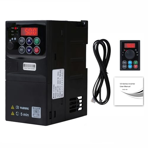 2.2kw Variador de frecuencia 220V Entrada monofasica 230V Salida trifasica 220V Variador de frecuencia VFD Cuadro de control extraible modelo V3-222EE (con cable de extension de 1,5m)