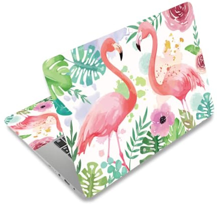 PLIGREAT Rosa Flamingo Blätter Laptop Haut Aufkleber Aufkleber Passend für 12 13 13,3 14 15 Zoll Laptop Universal Notebook Cartoon Art Schutz Netbook PC Cover Aufkleber