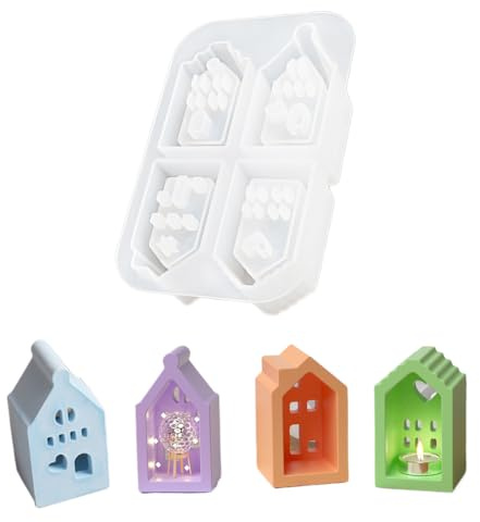 Moules à Bougies en Silicone, Moules en Silicone pour Maison, Moules en Silicone Maisons de Moulage, 3d Moule Silicone Rose, Chandelier Silicone Moules pour DIY Resine Epoxy