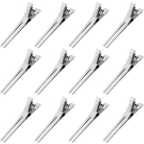 50 Pieces 4.5cm Double Prong Metal Hair Curl Clips - Rustproof Alligator Hairpins for Styling and Pin Setting Sections