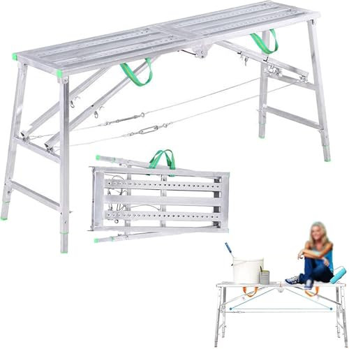 Andamio Plegable de Altura Ajustable, Escalera, Taburete, Plataforma de Trabajo, Equipo de andamio Multiusos