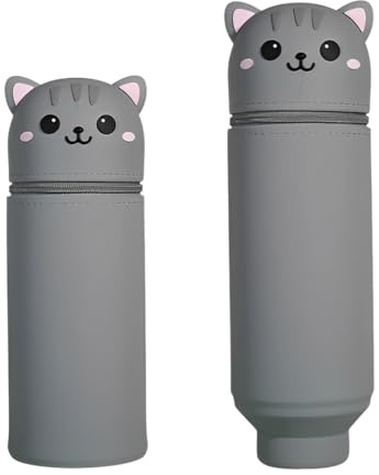 DEZP Kawaii Pencil Case 2 In 1 Soft Silicone Federmäppchen,18.5 * 6.5Cm Tierserie Multifunktions Theme Pen Holder Zipper Colored Pencils Marker,Stifte Mäppchen Für Legami Pens(Katze,C)