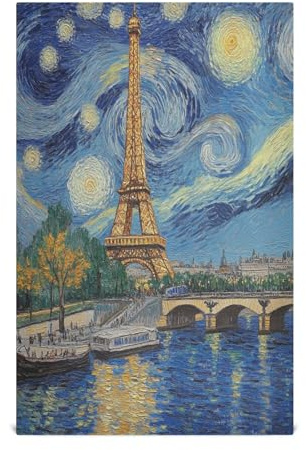RPLIFE Paris Starry Night - Trapos de cocina, 28 x 18 pulgadas, toalla absorbente de poliéster