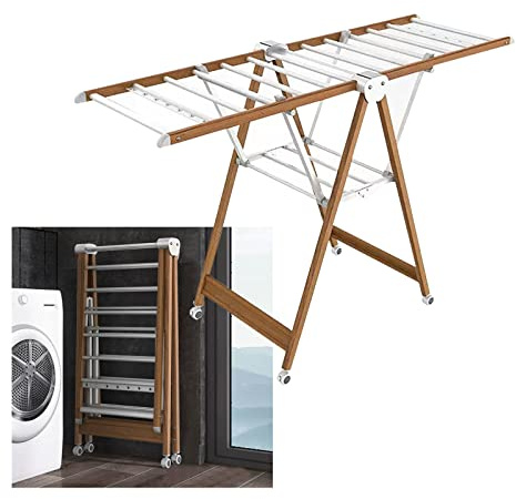 Stendibiancheria ad Ala, Appendiabiti in Lega di Alluminio Pieghevole per Lenzuola, con Ali Regolabili in Altezza, stendibiancheria Indipendente Potente