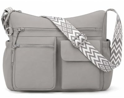 Generisch Umhängetasche Damen Mittelgroß Crossbody Bag Stylische Schultertasche Frauen Wasserdicht Handtasche Bauchtasche Damen Nylon Umhängetasche mit Breitem Gurt und Vielen Fächern