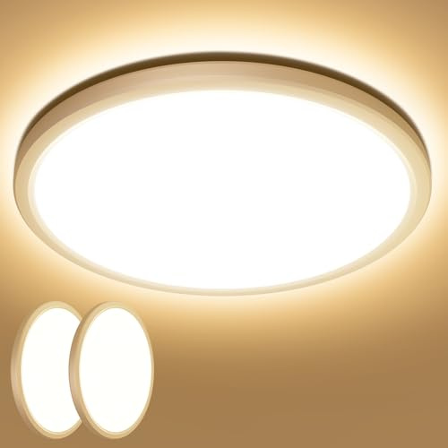 Lepro LED Deckenlampe, 24W, 2400lm, 3000K Warmweiß, 2er-Pack, IP44, Ø29.3cm | Deckenleuchte Badezimmer, ideal Badezimmerlampe Decke für Bad Schlafzimmer Flur Küche Wohnzimmer