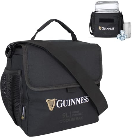 Guinness Sac à déjeuner 9 L – Sac isotherme pour adultes | Boîte à déjeuner compacte avec porte-bouteilles | Idéal pour le travail, les voyages, les pique-niques et la plage | Sac isotherme officiel