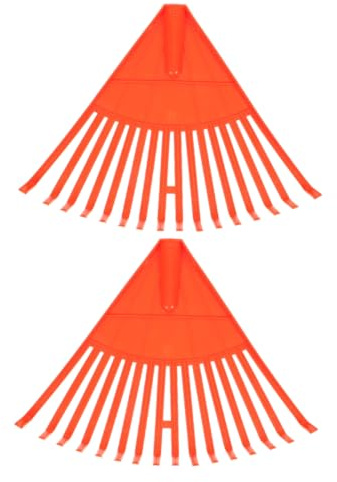 EPIGEIST Rastrillo De Hojas De Plástico para Jardín 2 Piezas Herramienta De Jardinería Rastrillo para Césped Limpieza De Jardín Color Naranja