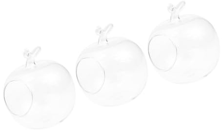 ULTECHNOVO 3piezas Jarrón Hidropónico Transparente De Vidrio Soporte para Macetas De Aire De Forma De Manzana para Micropaisaje De Invernadero y Decoración De Escritorio Casa o Oficina
