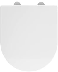 Soft Close D-Shaped Toilet Seat, White, Premium Quality with Quick Release Hinges