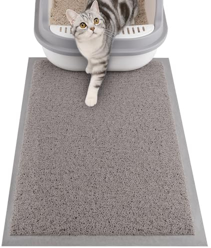 ondware Cat Litter Mat 58 x 38 cm, Waterproof Non-Slip, Grey | Litter-trapping mesh, soft PVC, easy rinse-clean design, paw-friendly, for litter box area