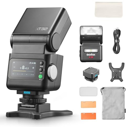 Godox iT32 Flash Speedlite with X5O Trigger for Olympus/Panasonic Cameras, Detachable Magnetic Hotshoe/Trigger, 2.4G TTL HSS, USB C Charge & Built-in Battery, LED Modeling Light, Touch Screen Flash