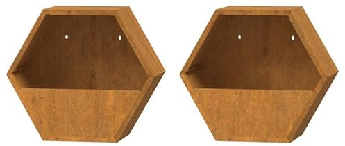 Eleganz Wand-Pflanzkübel aus Cortenstahl - 2er Set Rostoptik (30x10x25 cm) - Moderne Pflanzgefäße für Garten, Balkon & Terrasse - Witterungsbeständig & Langlebig