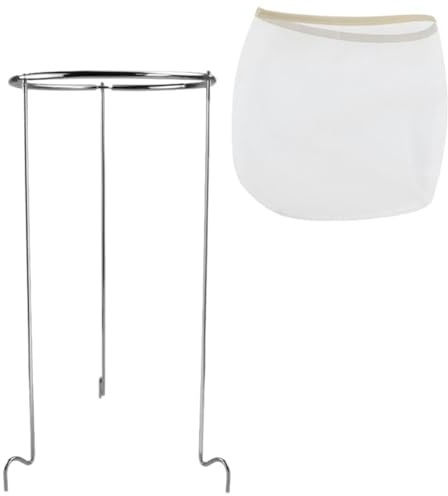Hemobllo Sacchetto per marmellate e filtri, con robusto supporto in ferro, grande sacchetto in nylon per latte di soia, latte noci, filtro da caffè, versatile, per marmellata, tè al latte e vino