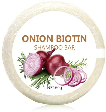 Shampooing Solide Oignon Biotine – Pour Volume et Brillance, Cheveux Fins, Shampoing Naturel Voyage, Barre Lavante Zéro Déchet