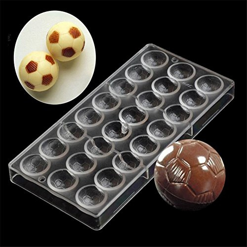 24 Holes Football Shaped Polycarbonate Chocolate Mold Clear Mould DIY Handmade Maker Ice Mold Cake Mould Tools Kitchen Supplies - 28 x14.5 x 2.5cm