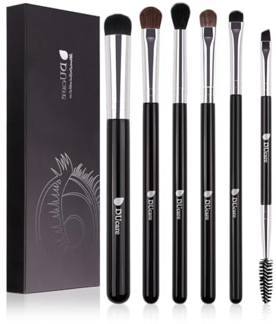 DUcare Eye Makeup Brush Set, 6 Pcs Professional Eyeshadow Blending Makeup Brushes for Concealer Eyebrows Eyeliner, Soft Hairs & Wood Handle