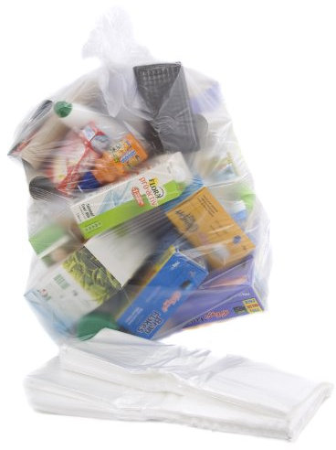 Bag it Plastics Clear Recycling Bin Bags (Pack of 100) - 64 Gauge Bin Liners, Clear Plastic Bags for 40L-90L Bins, Ideal for Recycling and Waste - Large Refuse Sacks 18” x 29” x 39”