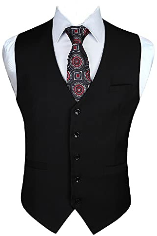 Enlision Waistcoat for Men Formal Plain Waistcoats Wedding Solid Colour Tuxedo Waistcoat Business Suit Vest with Pockets XS-4XL